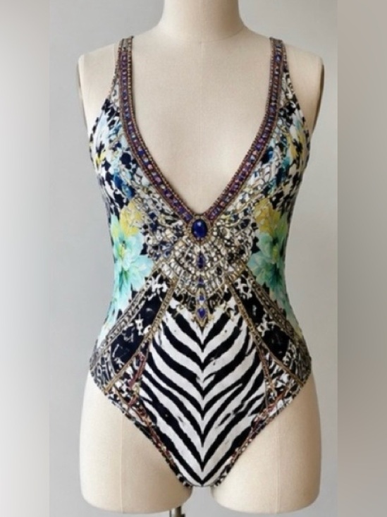 Camilla Other - Camilla Multicolor Embellished One-Piece Swimsuit - Black, White, Mint, Lavender